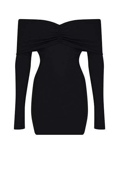 La Sarta Rochie mini neagră cu umăr dezactivat Manon