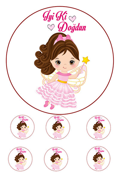 Pasta9 Yenilebilir Pasta Resmi Pembe Kıyafetli Prenses Modeli 6-8-10 Kişilik ...