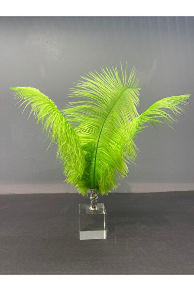 Peramari Dekoratif Kristal Cam Deve Kuşu Tüyü A.yeşil Gümüş