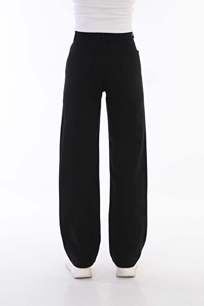 MAKRAS EXCLUSIVE Isabella Women's Black High Waist Wide Leg Palazzo Jeans - Size 1