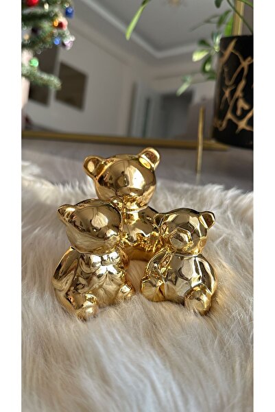 M Mimoza Park 2 Li Gold Ayıcık Biblo Sunumluk Sevimli Pandalar Biblo