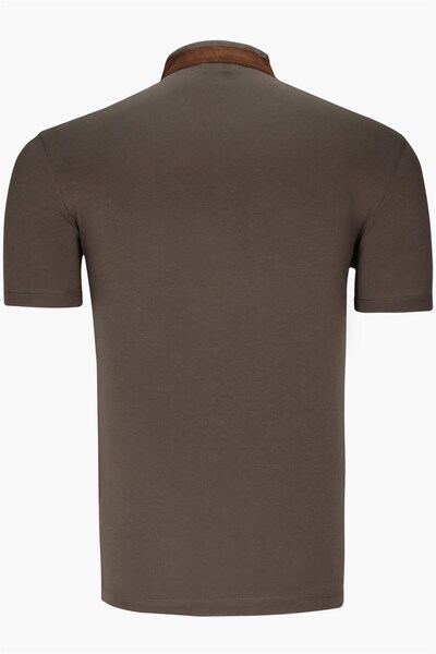 Dewberry T8571 Zippered Men's T-shirt-dark Khaki