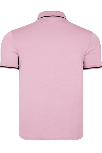 Dewberry T8586 Dewberry Men's Polo Collar T-Shirt-Pink