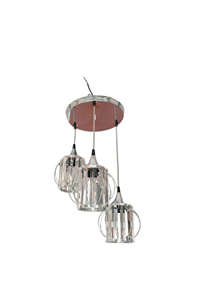 öalpa Kristal 3'Lü Taşlı Sarkıt Model Avize