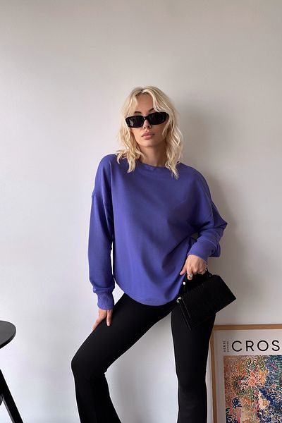LACHT Hanorac de bază de lux oversize violet pentru damă