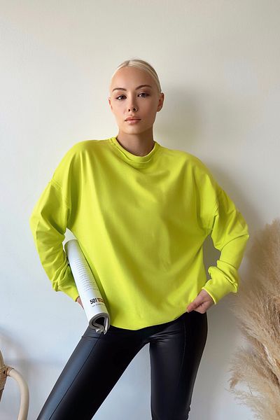 LACHT Hanorac de bază de lux, verde neon, de damă