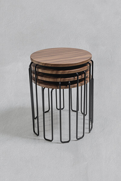 Veys Sehpa SİYAH AYAK - 4 LÜ ALYANS ZİGON SEHPA - CEVİZ