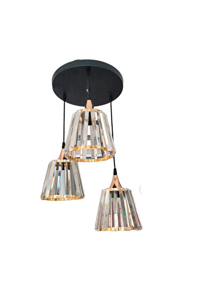 öalpa Kristal 3'Lü Taşlı Sarkıt Model Avize