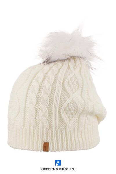 Kardelen Butik Denizli Winter, Knitted Solid Color Ski Beanie for Women