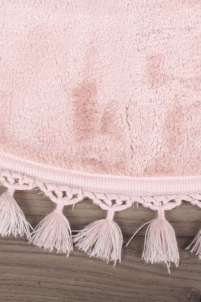 Bonny Home Relax Powder Στρογγυλό 100x100 cm Pompom με κρόσσια αντιολισθητική βάση που πλένεται στο πλυντήριο χαλάκι μπάνιου