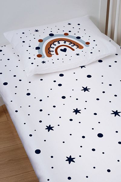 Tuğba Kuğu Park Bed Elastic Sheet Set (70X110 HEIGHT 15) - Little Baby Series - Blue Little One