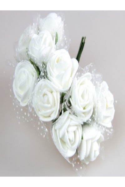 Kazanabil KARLI TÜLLÜ GÜL BEBEK VE NİKAH ŞEKERİ SÜSÜ 100 ADET BEYAZ