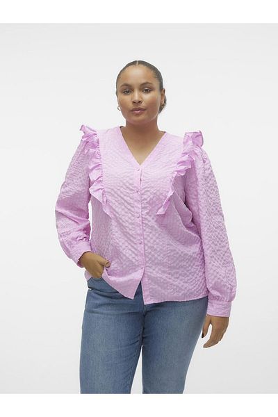 Veromoda Curve Hemd Normal Geschnitten Mandarin Kragen Eğrisi Knopf Volüminöser Armschnitt Hemd ile Ärmelbündchen