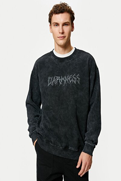 Koton Ανδρικό φούτερ μαύρο 4WAM70294MK