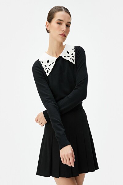 Koton Schwarzer Damenpullover 4WAK90156HT