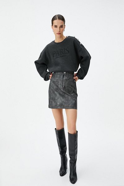 Koton Anthracite Women's Sweatshirt 4WAK10410EK