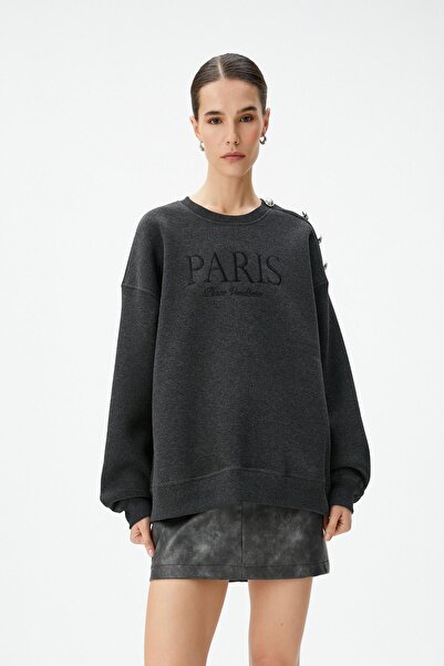 Koton Γυναικείο φούτερ Anthracite 4WAK10410EK