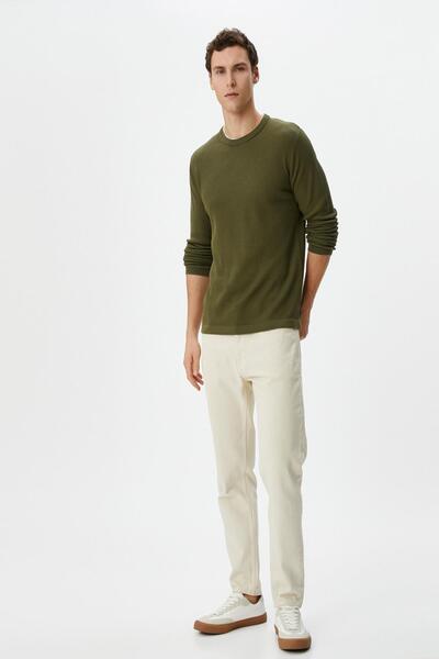 Koton Khakifarbener Herrenpullover 4WAM70058HT