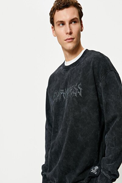 Koton Ανδρικό φούτερ μαύρο 4WAM70294MK