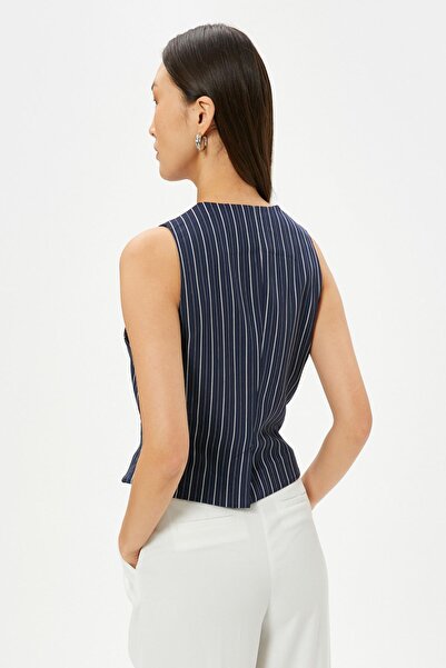 Koton Жіночий темно-синій жилет у смужку