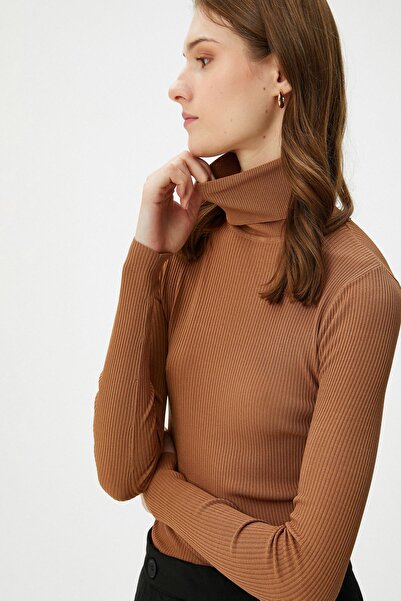 Koton Μπεζ Βασικό πουλόβερ με ραβδώσεις - 4WAK90094HT