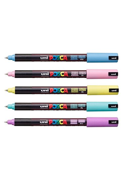 Uni قلم ماركر بوسكا PC-1mr (0.7 مم) مجموعة ألوان جديدة مجموعة ألوان ناعمة مكو...