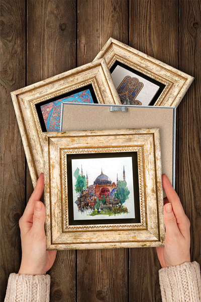 Pinecone Istanbul Hagia Sophia, Galata Tower, Maiden's Tower, Ortaköy Stone Wall Painting Framed Wall Decor