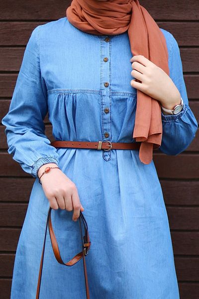 InStyle Women's Blue Robe and Placket Denim Dress