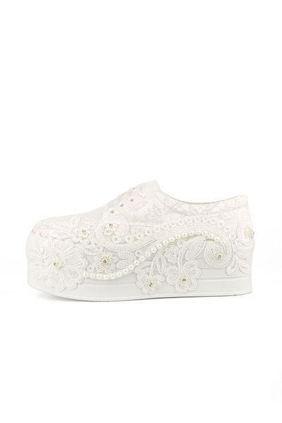 E&L Company 6cm Sports Bridal Shoes with Lace Pearls