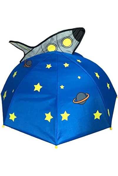 KENTBAZAAR Uzay Roket Karakterli FigürlüErkek Çocuk Şemsiye Ufak Boy Üç Boyutlu