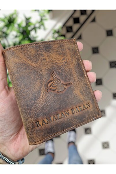 Visso leather Visso 114 Osmanlı Tuğralı Hakiki Deri Fındık Kahverengi İsme Öz...