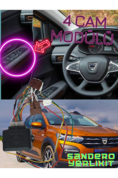 Yerlikit YERLİKİT DACİA Uyumlu SANDERO 4 CAM MODÜLÜ CAM DÜĞMELERİ KAPIDA OLAN...