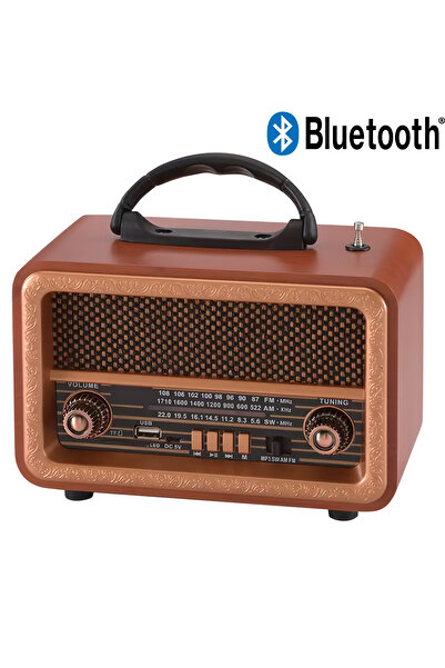 SFL Product Bluetooth Nostaljik Ahşap Radyo Mp3/USB/Bluetooth/Fm/Am Nostaljik...