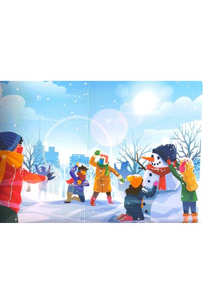 şahane parti Children Playing Snowballs Card File 30 Pieces