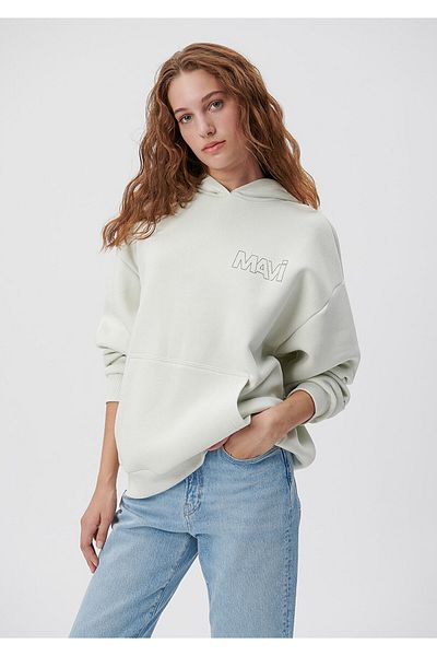 Mavi Logo Printed Hooded Gray Sweatshirt 1611604-70142