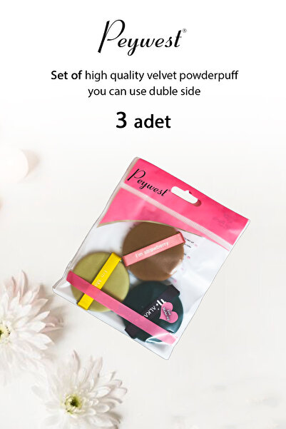 PEYWEST 3'lü Çift Taraflı Puff Allık Pudra Bb Krem Uygulamalı Professional Makyaj Süngeri Seti