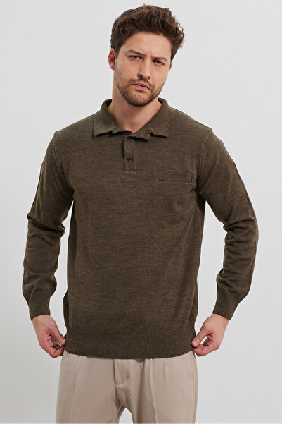 Livio Ferri Ανδρικό μάλλινο πουλόβερ με γιακά πόλο με τσέπες