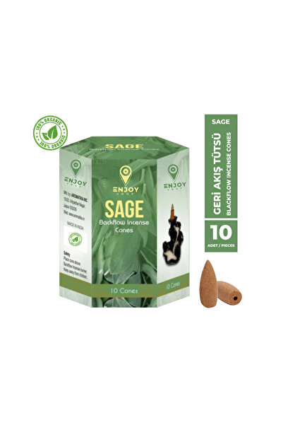 ENJOY SHOP Adaçayı / Sage 10 Adet Geri Akışlı Tütsü Backflow Cones Geri Akış ...