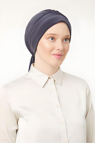 Melodi Scarf Women's Hijab Dubai Back Tie Bonnet Shawl Dark Gray