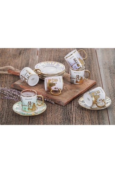 ACAR Home Town Porselen Kahve Fincan Takımı 6 Lı