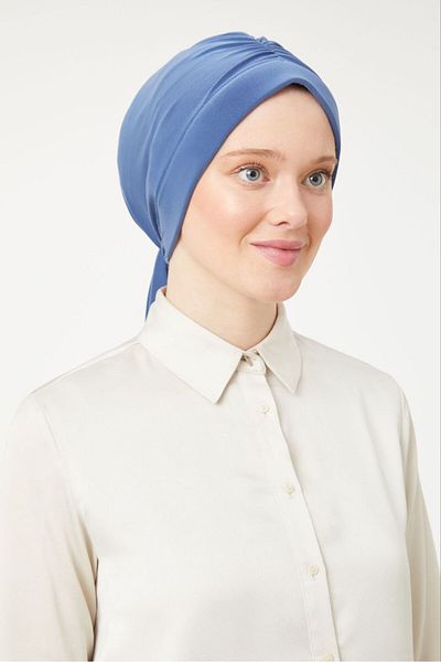 Melodi Scarf Damă Hijab Dubai Cravată Spate Bonnet Şal Albastru