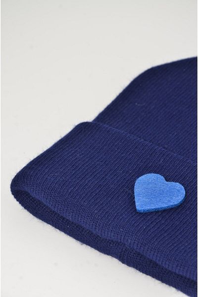 mottomia New Year/Valentine's Day Special Navy Blue Color Unisex Beret with Blue Heart Figure