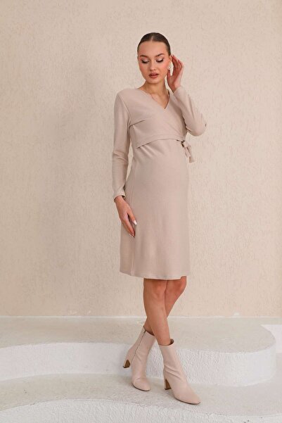 Miss Dünya Lissa Μπροστινό δεμένο φόρεμα εγκυμοσύνης και εγκυμοσύνης