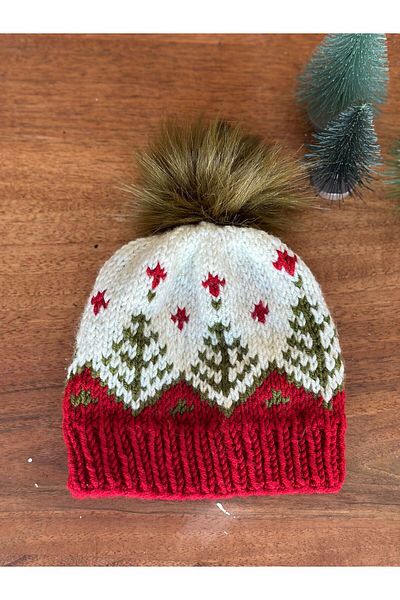Baykuşca Mushroom Pattern Knitted Wool Beret, Winter Beret, Scandinavian, Norwegian, Wool Beanie, Children's Beret, Hat