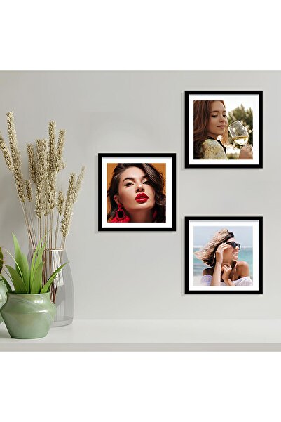 Veintitres Sök Tak Kare Çerçeve Siyah (3 ADET) Fotoğrafsız