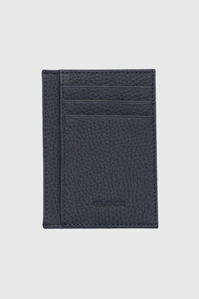 Grande 750 Model Genuine Leather Navy Blue Slim Card Holder - Flother
