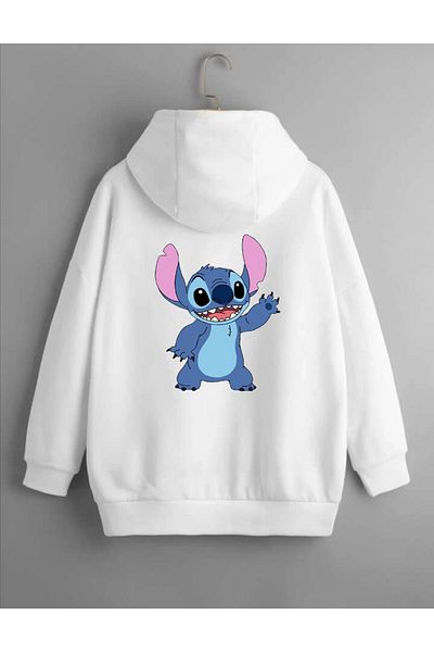 Pisa Art PİSA ART Hanorac oversize unisex alb cu glugă cu imprimeu PİSA ART