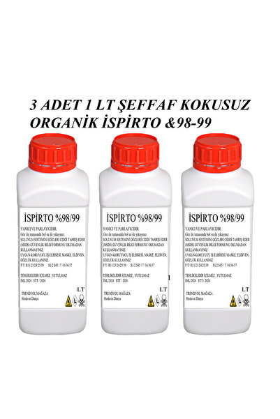 DOLYAK İSPİRTO 1 LT 3 ADET ŞEFFAF KOKUSUZ ORGANİK %99