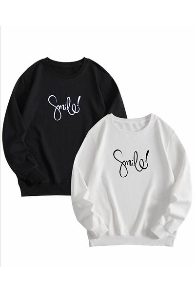 Pisa Art PİSA ART SMILE IMPRIMAT 2 PIECE decolteu crew Sweat oversize PİSA ART