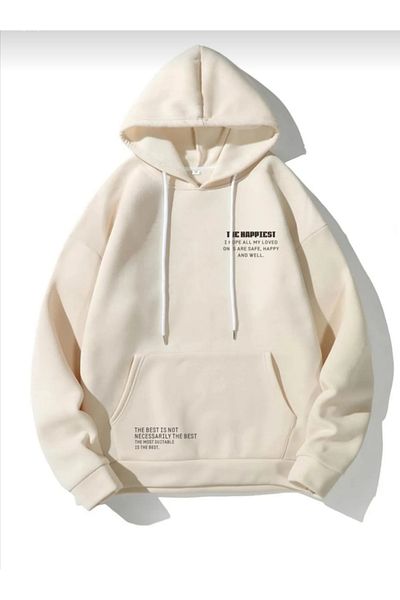 Pisa Art PİSA ART NOU SEZON BEIGE Hanorac unisex cu 2 fire, gros, cu glugă, cel mai bine imprimat